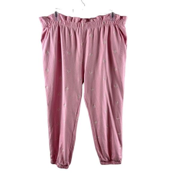 Draper James Bobbie Pull On +Sweatpants Jogger Pants Pink Embroidered Viola XXL - Picture 2 of 10
